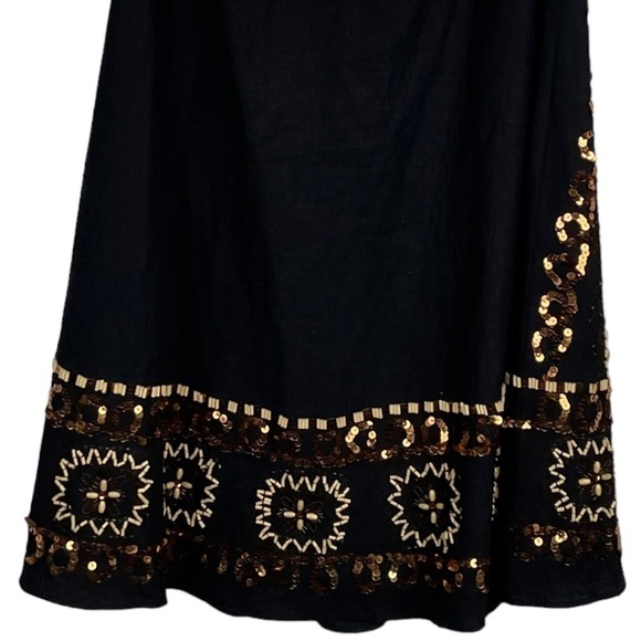 LILLIE RUBIN LINEN BLEND SEQUIN BEADED A-LINE MIDI SKIRT - Picture 8 of 11